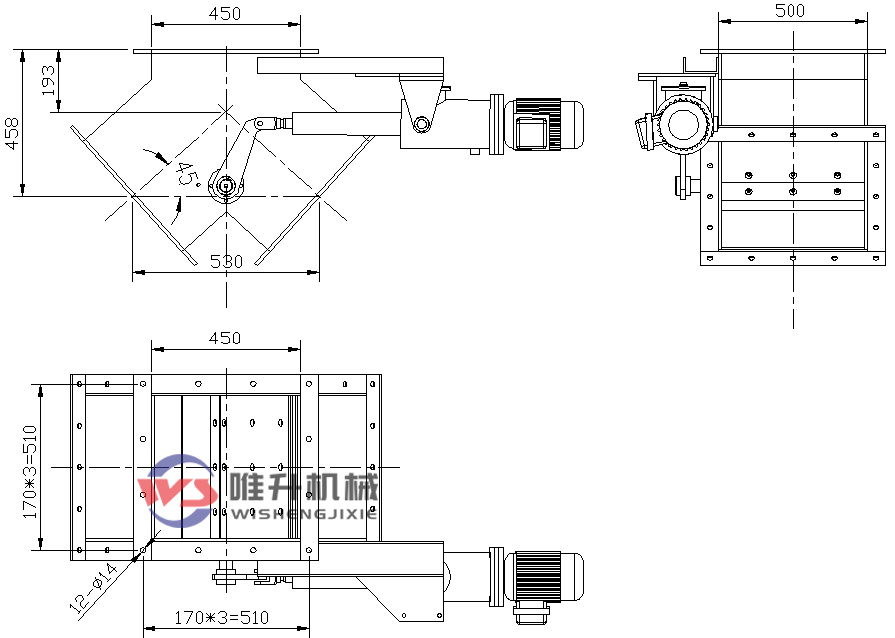 DSF-50A(B)45電液動(dòng)三通分料器外形圖紙 DSF-50A(B)45電液動(dòng)三通分料器外形圖紙